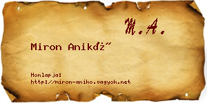 Miron Anikó névjegykártya